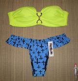 Amarelo neon com tanga azul de cruz